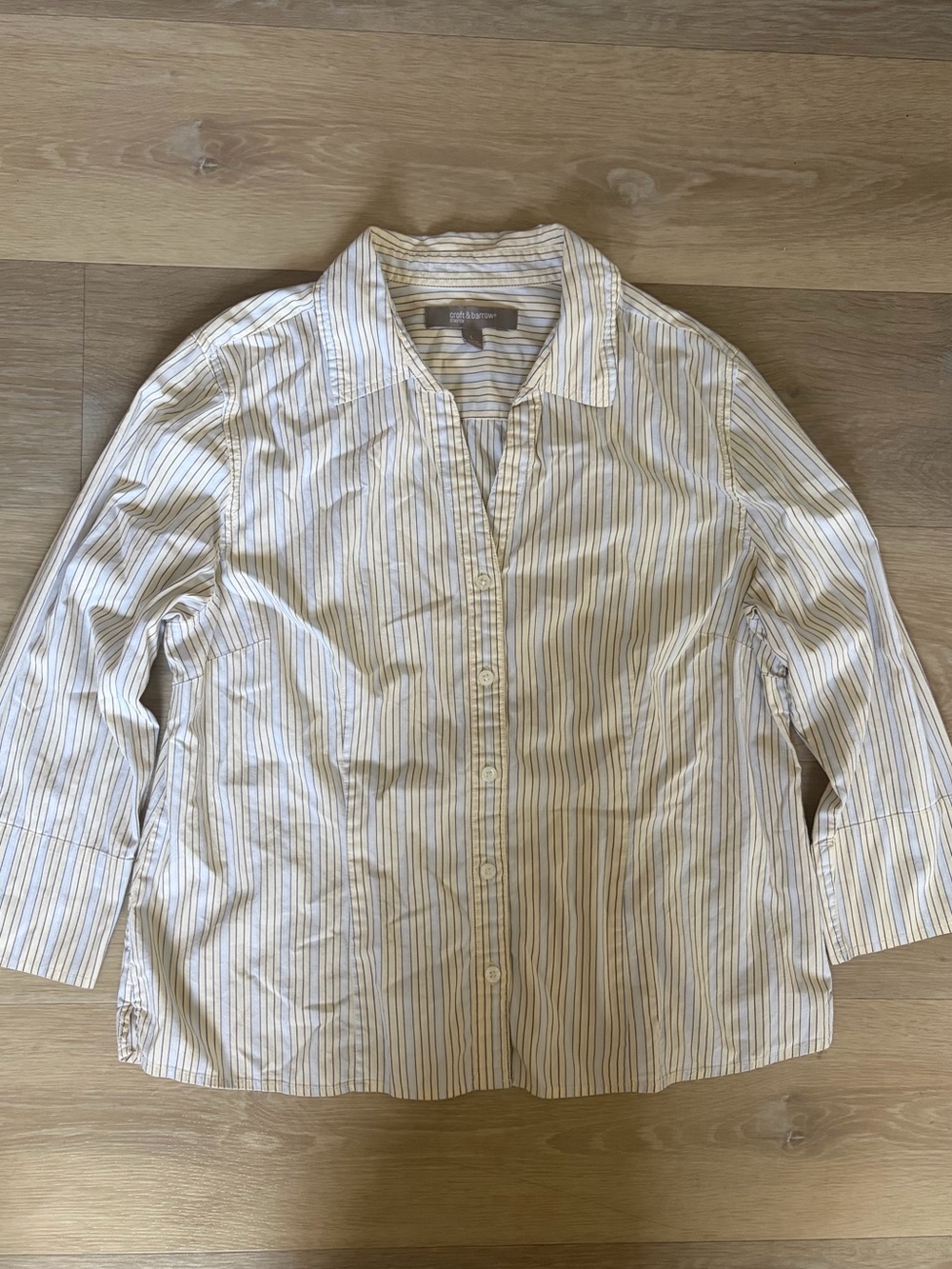 Croft & Barrow Blue Yellow Striped Button Down Shirt Large